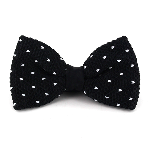 Nœud Papillon en point noir avec des pois blancs