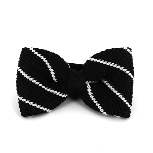 Nœud Papillon en point noir à rayures blanches