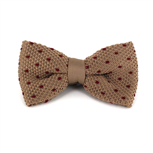 Nœud Papillon en point ocre avec pois grenat
