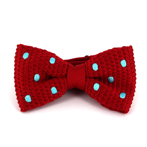 Nœud Papillon à pois rouge et turquoise
