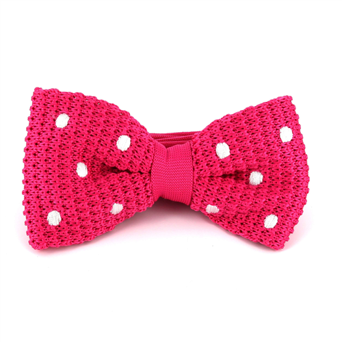 Nœud Papillon à pois rose avec des pois blancs