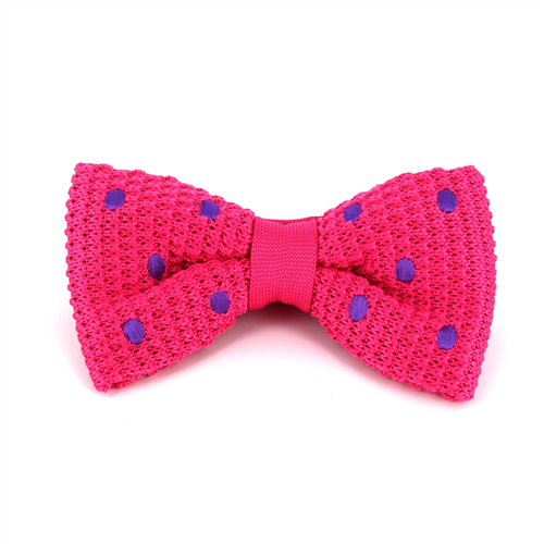 Nœud Papillon en point rose à pois violets