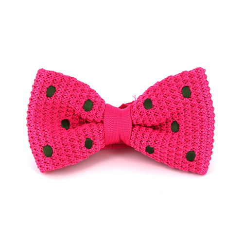 Nœud Papillon à pois rose sur fond vert foncé