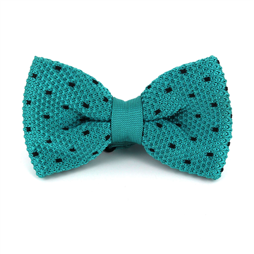 Nœud Papillon à pois turquoise avec des points noirs