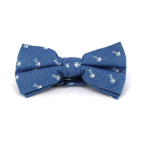 Nœud Papillon en denim clair avec motif d'écailles de poisson