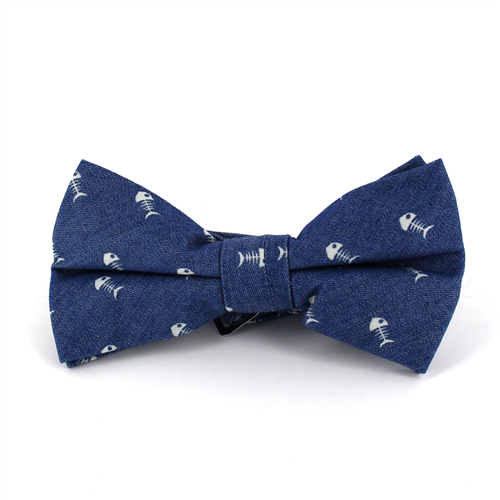 Nœud Papillon en denim foncé avec motif d'écailles de poisson