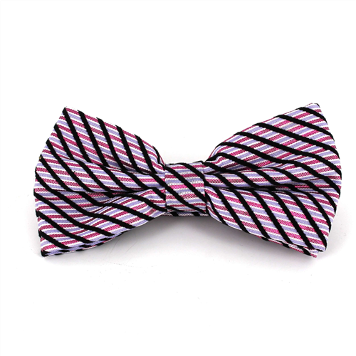 Nœud Papillon à rayures brillantes fuchsia et lilas