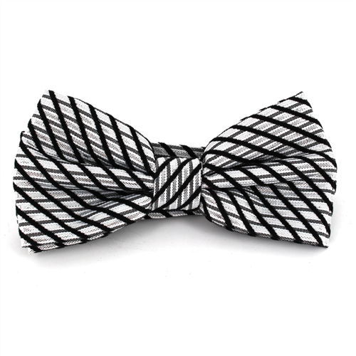 Nœud Papillon à rayures brillantes noir et gris
