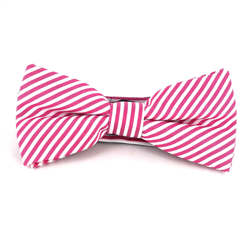 Nœud Papillon à fines rayures magenta et blanches