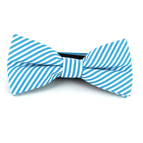 Nœud Papillon à fines rayures turquoise et blanches