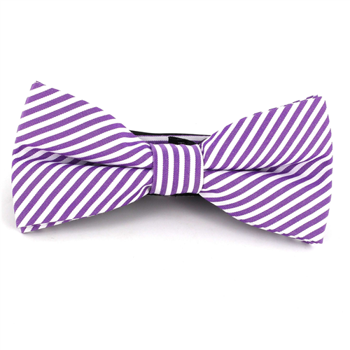 Nœud Papillon à fines rayures violettes et blanches