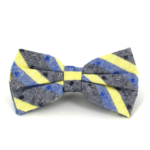 Nœud Papillon à rayures gris, bleu et jaune