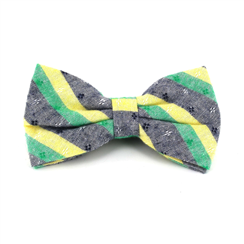 Nœud Papillon à rayures gris, vert et jaune