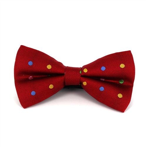 Nœud Papillon rouge à pois multicolores