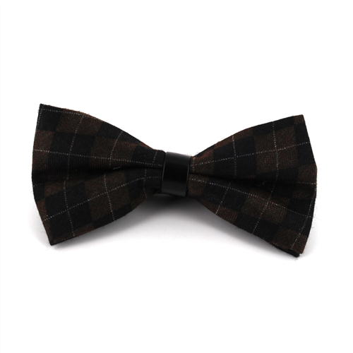 Nœud Papillon à carreaux en cuir marron et noir