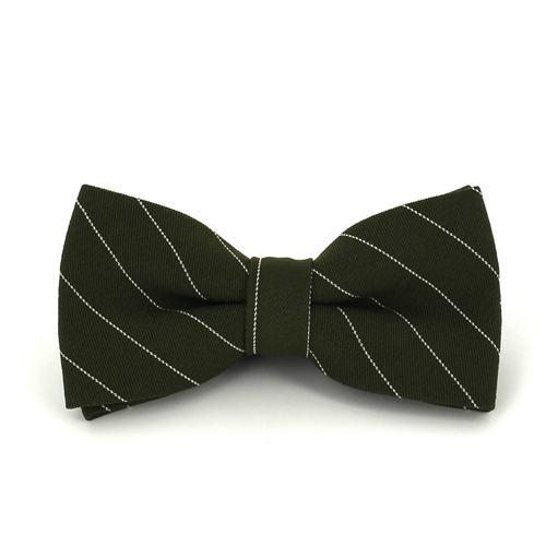 Nœud Papillon vert olive à rayures blanches
