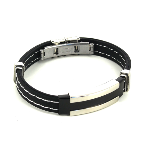 Bracelet en Acier et Caoutchouc Noir I