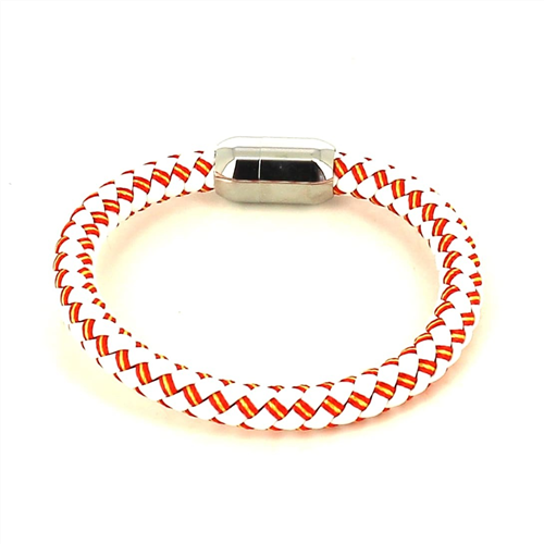 Bracelet en cuir blanc drapeau Espagne