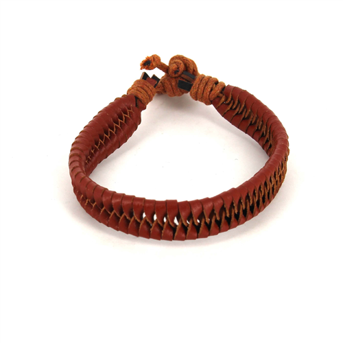 Bracelet en cuir tressé marron clair
