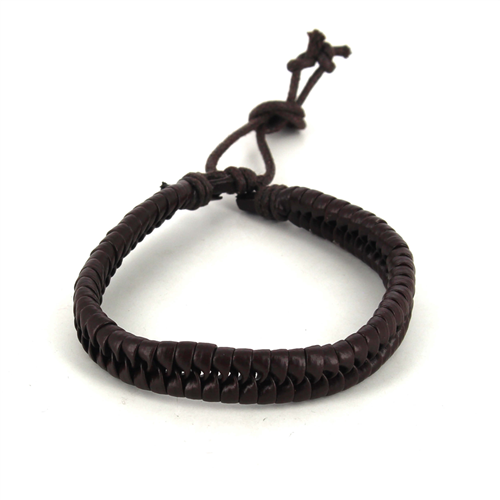 Bracelet en cuir tressé marron foncé