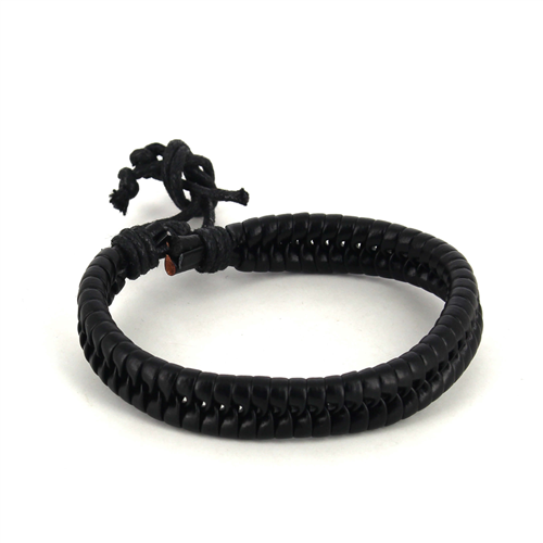 Bracelet en Cuir Tressé Noir