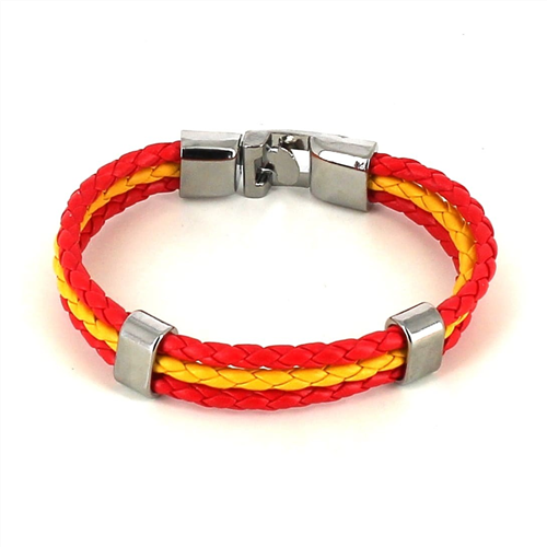 Bracelet en cuir tressé Drapeau Espagne