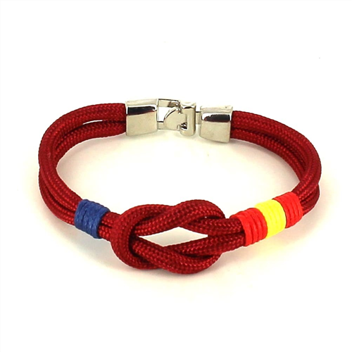 Bracelet Bordeaux nœud avec drapeau Espagne