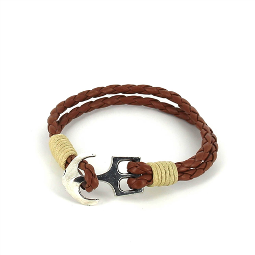 Bracelet en cuir tressé avec ancre