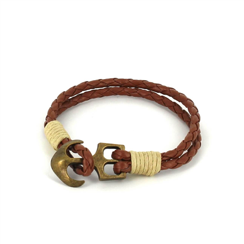 Bracelet en cuir tressé avec ancre