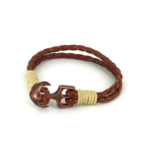 Bracelet en cuir tressé avec ancre