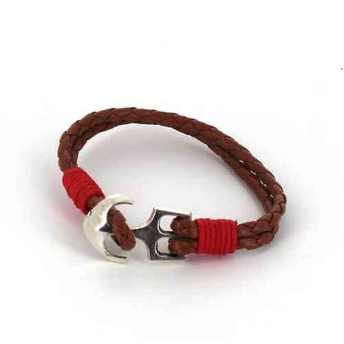 Bracelet en cuir tressé avec ancre