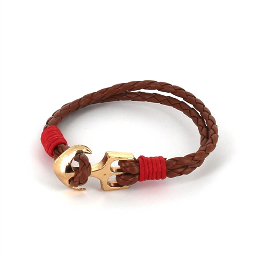 Bracelet en cuir tressé avec ancre