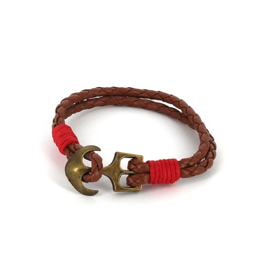 Bracelet en cuir tressé avec ancre