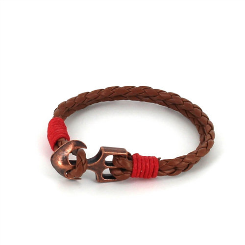 Bracelet en cuir tressé avec ancre