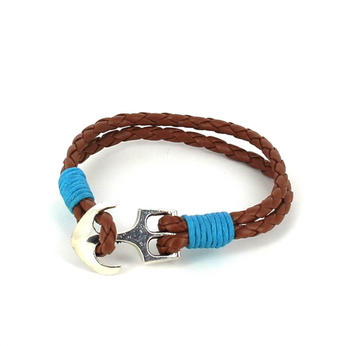 Bracelet en cuir tressé avec ancre