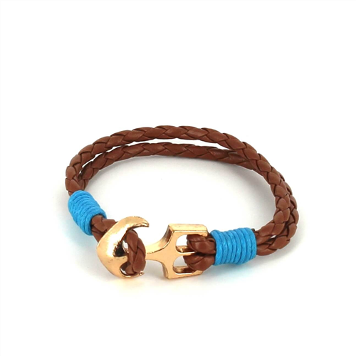 Bracelet en cuir tressé avec ancre