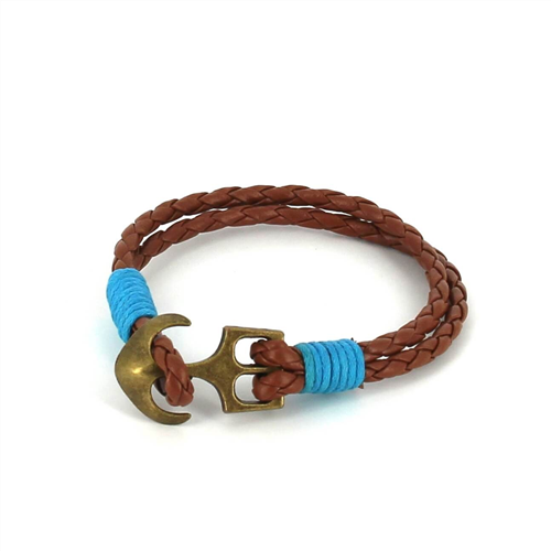 Bracelet en cuir tressé avec ancre