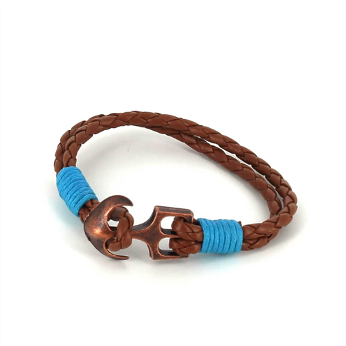 Bracelet en cuir tressé avec ancre