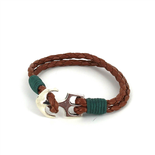 Bracelet en cuir tressé avec ancre