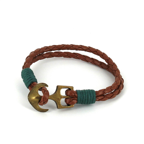 Bracelet en cuir tressé avec ancre