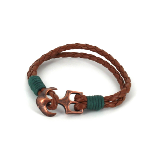 Bracelet en cuir tressé avec ancre