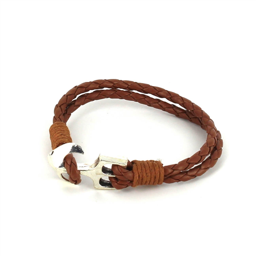 Bracelet en cuir tressé avec ancre