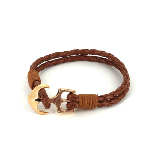 Bracelet en cuir tressé avec ancre
