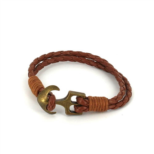 Bracelet en cuir tressé avec ancre