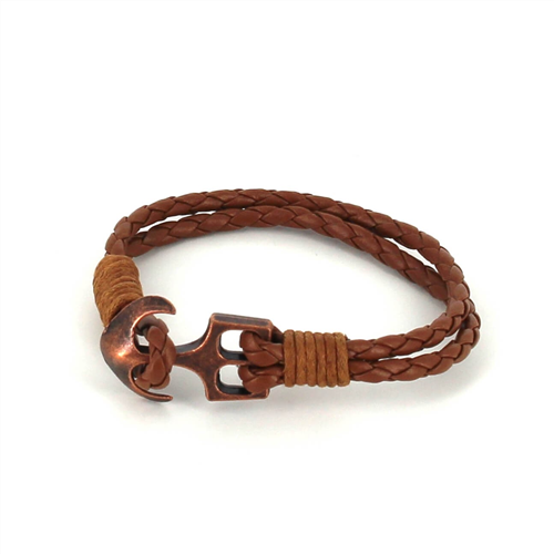 Bracelet en cuir tressé avec ancre