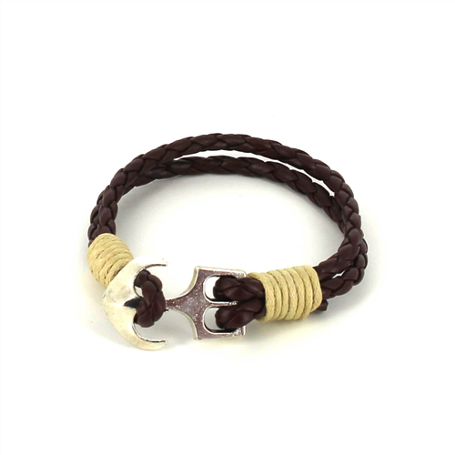 Bracelet en cuir tressé avec ancre