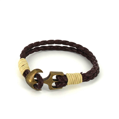 Bracelet en cuir tressé avec ancre