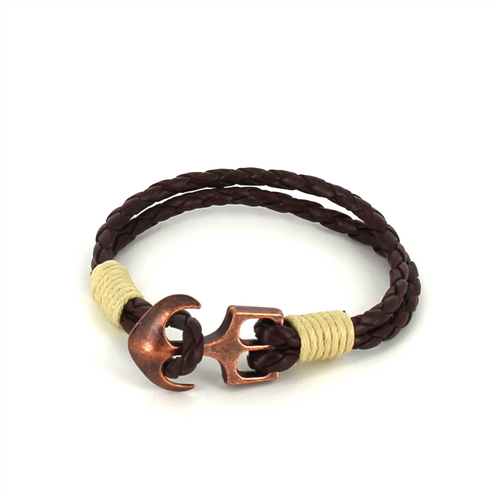 Bracelet en cuir tressé avec ancre