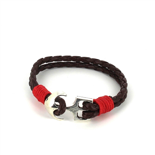 Bracelet en cuir tressé avec ancre