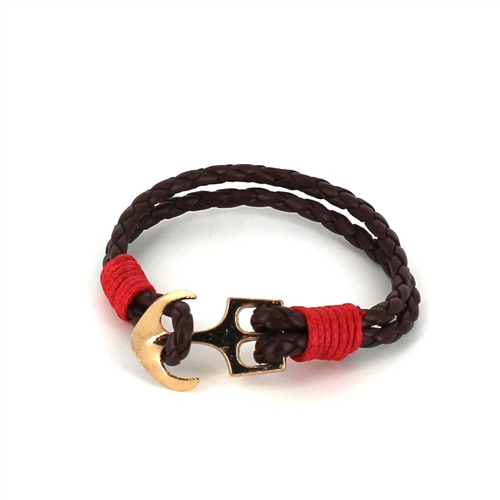 Bracelet en cuir tressé avec ancre